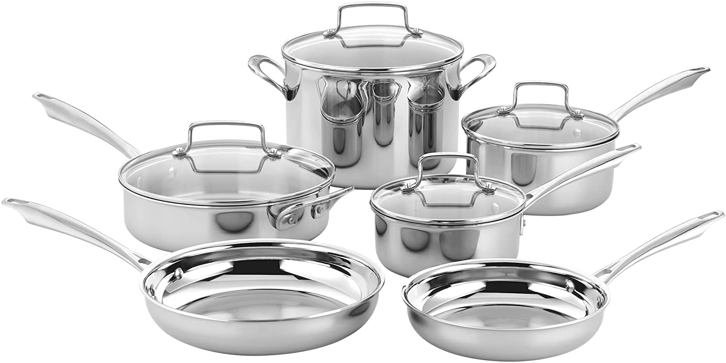 Cuisinart Classic Tri Ply 10 Pc Cookware Set Stainless Steel