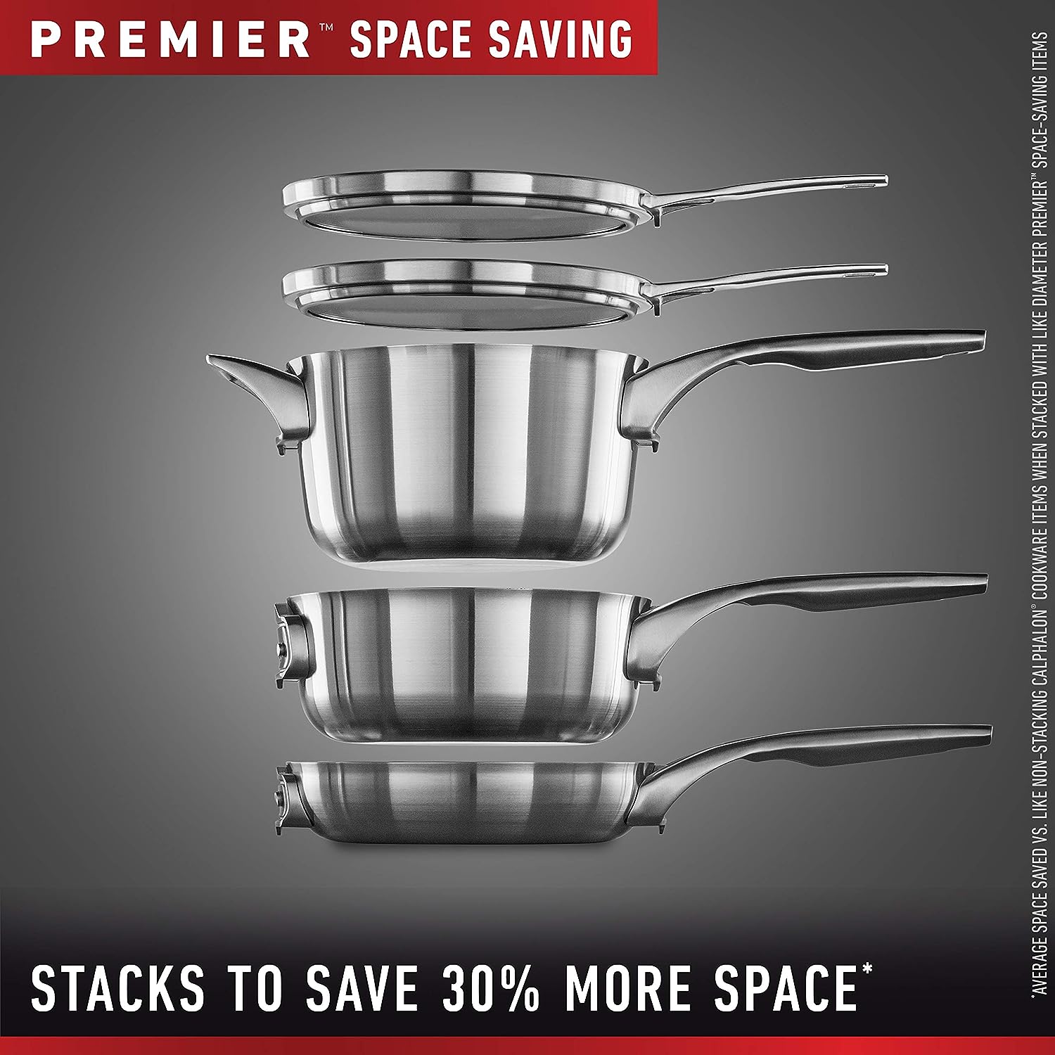 Calphalon Premier 10 Piece Stainless Steel Space Saving Cookware