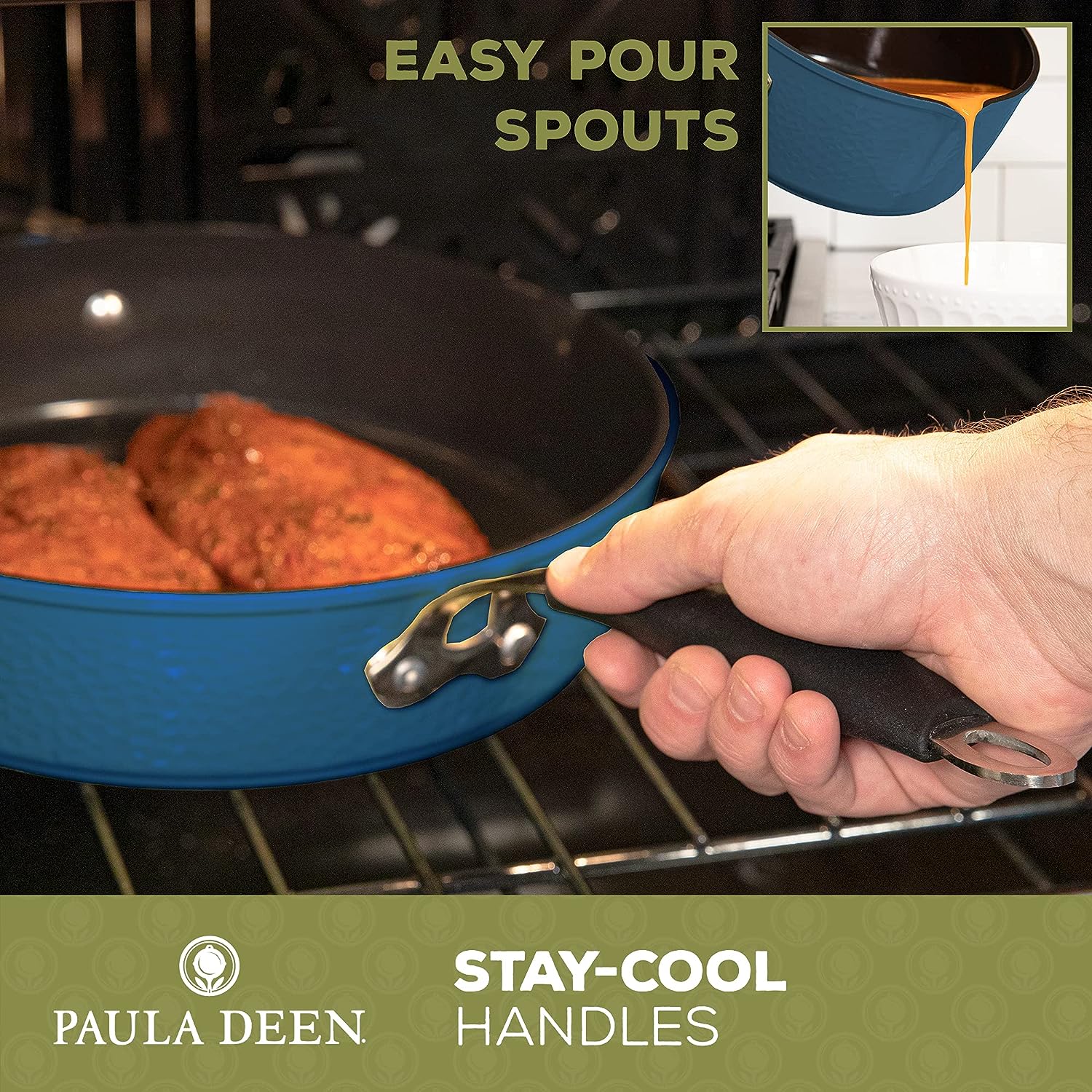 Paula Deen DFCW12SB 14 Piece Ceramic Non-Stick Cookware Set
