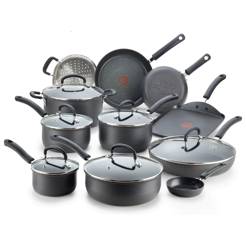 t fal ultimate hard anodized nonstick 17 piece cookware set