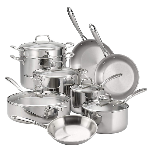 tramontina 14 piece tri ply clad stainless steel cookware set