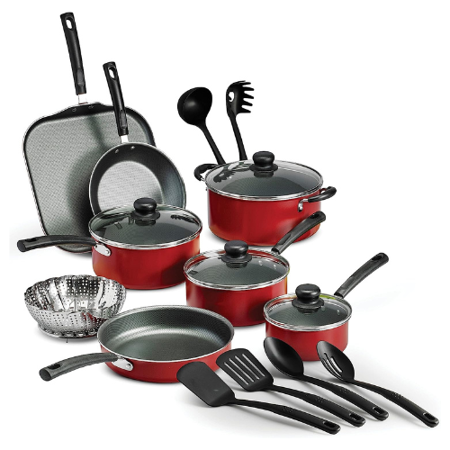 tramontina primaware 18 piece non stick cookware set red
